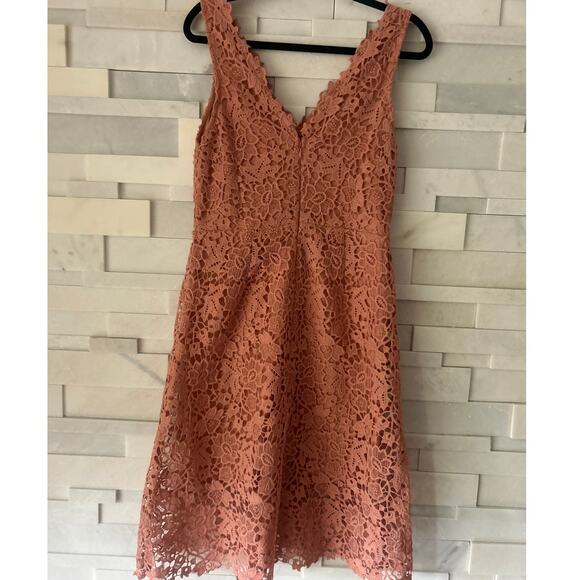 ASTR the LABEL Petal Pink Crochet Lace Sleeveless V Neck/Back Midi Dress L - Picture 2 of 6